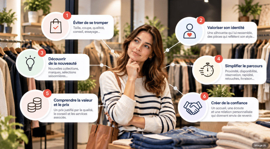 Motivations d’achat dans la mode et le prêt-à-porter : conseil, identité, nouveauté, simplicité, valeur et confiance