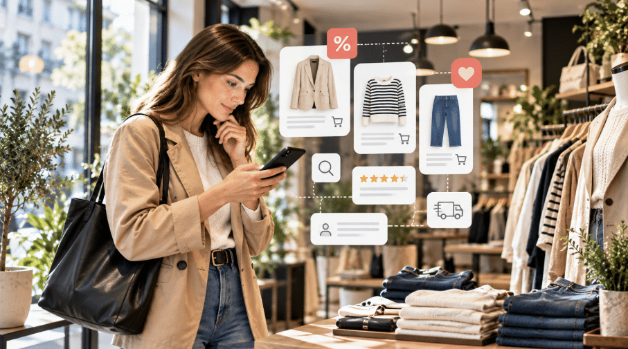 Concept store de prêt-à-porter contemporain illustrant la réinvention du commerce et l’expérience client